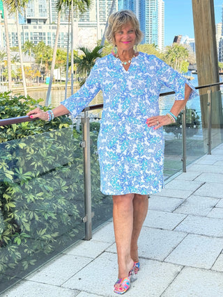 LULU B CORAL BREEZE NOTCH SLEEVE DRESS LULU-B