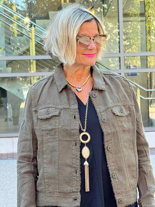 LULU-B NEW OLIVE LINEN JACKET LULU-B