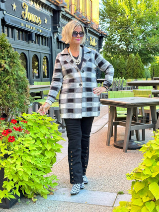 Ethyl Luxe Check Knit Jacket - Trooper ETHYL JEANS