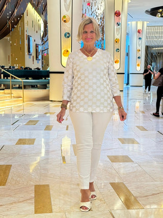 LULU-B HOLIDAY GOLD AND V NECK LULU-B