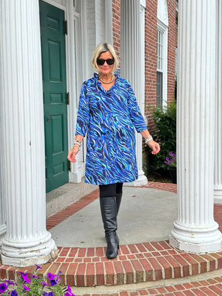 LULU-B SIZZLE BLUE RUFFLE SLEEVE DRESS LULU-B