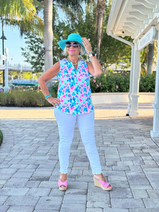 PINK PETALS SLEEVELESS V NECK LULU-B