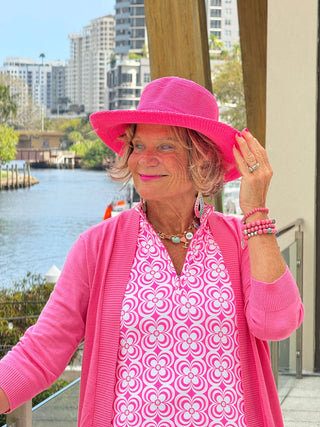 LULU B TROPIC PETALS MIDI SLEEVELESS 1/4 ZIP MAXI DRESS LULU-B