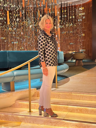 LULU-B BLACK AND SILVER RUFFLE TOP LULU-B