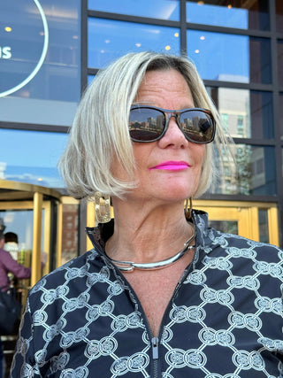 LULU-B BLACK & SILVER METALLIC ZIPPER DRESS LULU-B