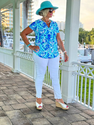 BLUE DREAMING SHORT SLEEVE TOP LULU-B