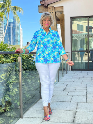 LULU B STARFISH SPLASH RUFFLE TOP LULU-B