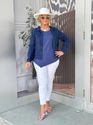 KEY WEST NAVY LINEN JACKET LULU-B