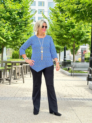 LULU-B SHADES OF BLUE ASYMMETRIC TOP LULU-B