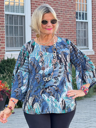 LEOPARD BLUE FASHION TOP Cathys Place