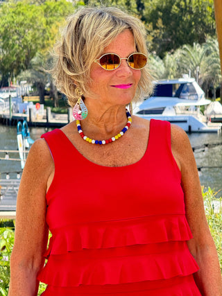 LULU-B CRIMSON RED CHA CHA TANK LULU-B