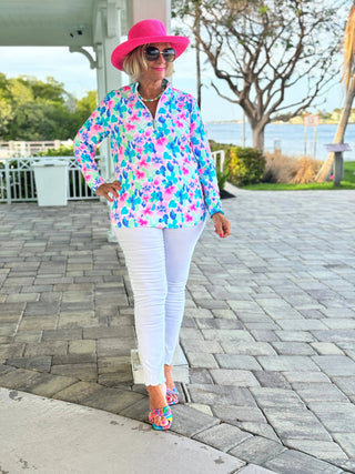 PINK PETALS HALF ZIPPER LULU-B