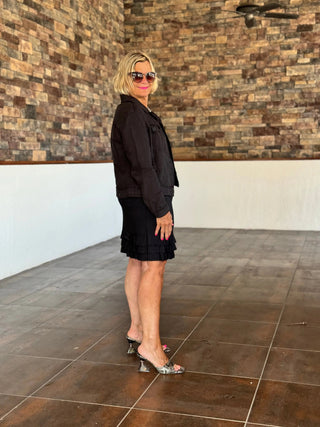 PERFECT BLACK RUFFLE DRESS LULU-B