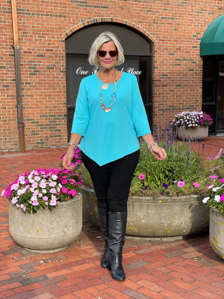 LULU-B AQUA ASYMMETRIC TOP LULU-B