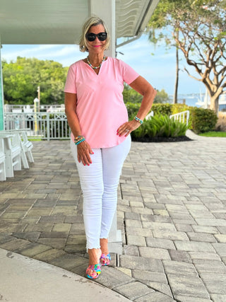 CLEAR PINK SHORT SLEEVE TOP LULU-B