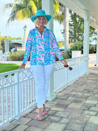 SPLASH OF PINK  HALF ZIPPER LULU-B