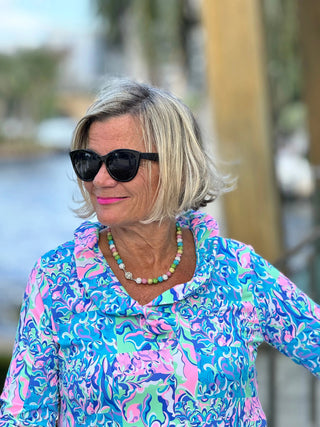 SPLASH OF PINK  RUFFLE SLEEVE TOP LULU-B