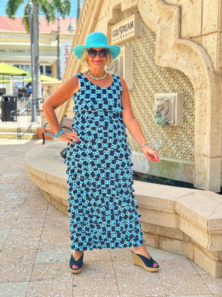 BLUE MEDALLION CHA CHA MAXI DRESS LULU-B