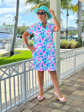 PINK PETALS SHORT SLEEVE DRESS LULU-B