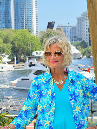 LULU B STARFISH SPLASH BUTTON UP SHIRT LULU-B