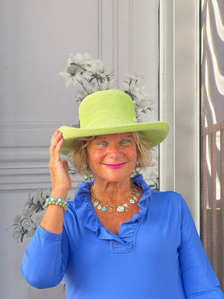 BLUE 3/25 SLEEVE RUFFLE TOP LULU-B