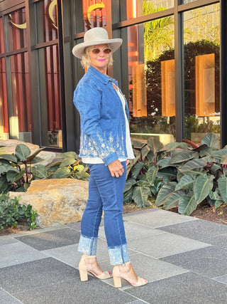 DENIM LACE FLOWER JACKET ETHYL JEANS