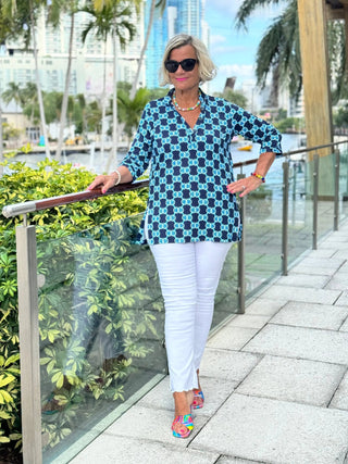 BLUE MEDALLION TUNIC LULU-B