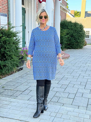 LULU-B SHADES OF BLUE SLEEVE DRESS LULU-B