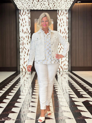 HOLIDAY GOLD AND WHITE RUFFLE TOP LULU-B