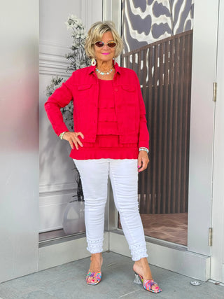 LULU-B CRIMSON RED LINEN JACKET LULU-B