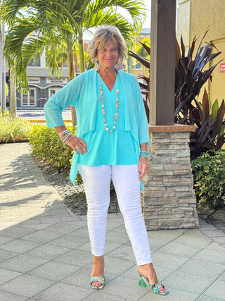AQUA MESH RUFFLE WRAP LULU-B