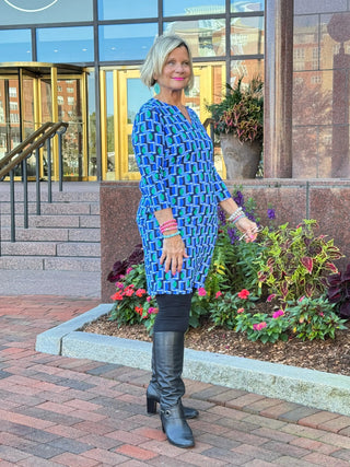 LULU-B Seaport Geo Notch Sleeve Dress LULU-B