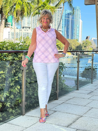 LULU B PINK CHIC SLEEVELESS RUFFLE TOP LULU-B