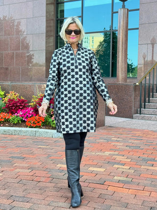 LULU-B BLACK & SILVER METALLIC ZIPPER DRESS LULU-B