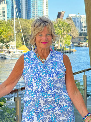 LULU B CORAL BREEZE SLEEVELESS RUFFLE TOP LULU-B