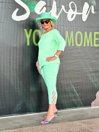 CLEAR LIME ASYMMETRIC TOP LULU-B