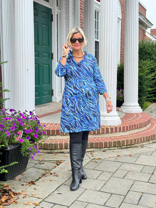 LULU-B SIZZLE BLUE RUFFLE SLEEVE DRESS LULU-B