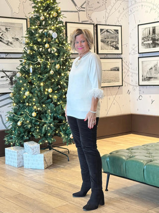 LULU-B WHITE CASHMERE FRINGE TOP LULU-B