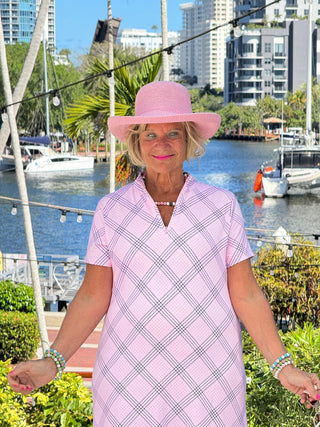 LULU B PINK CHIC HALF ZIPPER SHORT SLEEVE DRESS LULU-B