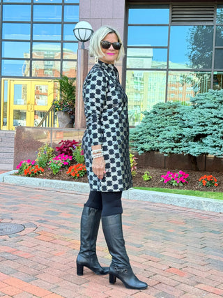 LULU-B BLACK & SILVER METALLIC ZIPPER DRESS LULU-B