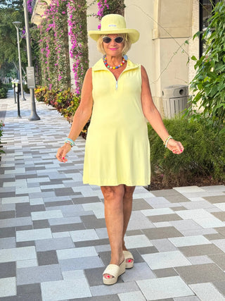 LULU-B SOLID HALF ZIPPER SUNSHINE SWING DRESS LULU-B