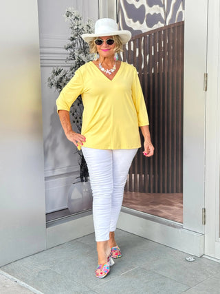 LULU-B YELLOW TAILORED V SLEEVE TOP LULU-B