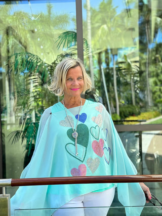 SWAROVSKI CRYSTAL SEAFOAM HEART TOP KOKOMO