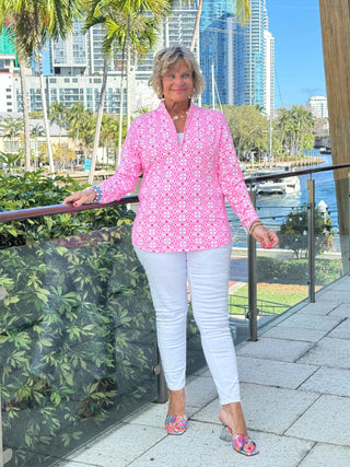 LULU B TROPIC PETALS ZIPPER TOP LULU-B