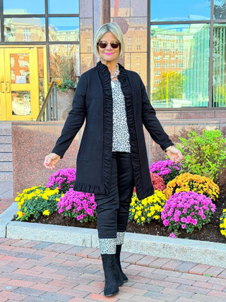 LULU-B ROUGED BLACK CARDIGAN LULU-B