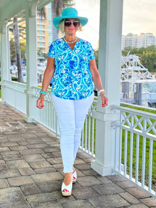 BLUE DREAMING SHORT SLEEVE TOP LULU-B