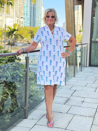 LULU B SHORELINE CHARM HALF ZIPPER SHORT SLEEVE DRESS LULU-B