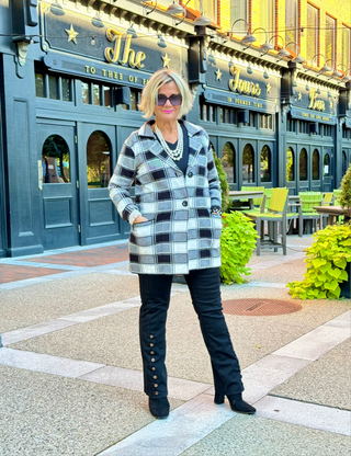 Ethyl Luxe Check Knit Jacket - Trooper ETHYL JEANS