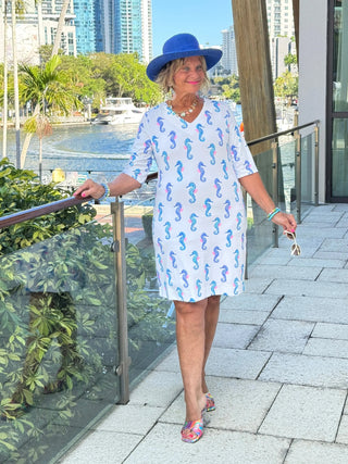 LULU B SHORELINE CHARM ELBOW SLEEVE DRESS LULU-B