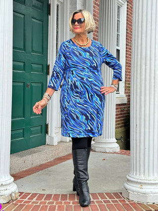 LULU-B SIZZLE BLUE SLEEVE DRESS LULU-B